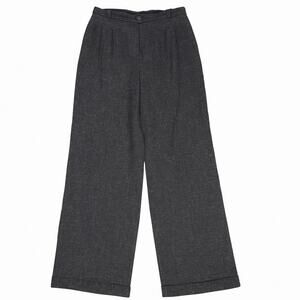 CHANEL Paris Wide Leg Trousers Pants Gray Wool Cashmere Silk Lined 46 FR 12 US